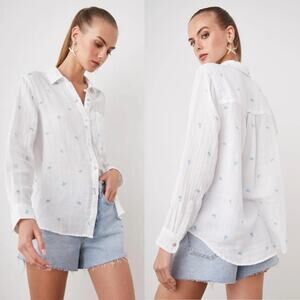 Rails Ellis Shirt Blue bulbs print Sz Medium Gauzy cottage core coastal chic